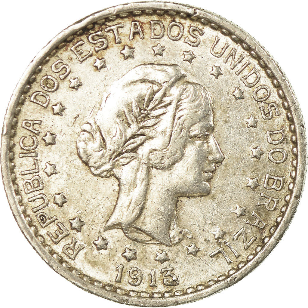 Coin, Brazil, 500 Reis, 1913, EF(40-45), Silver, KM:512