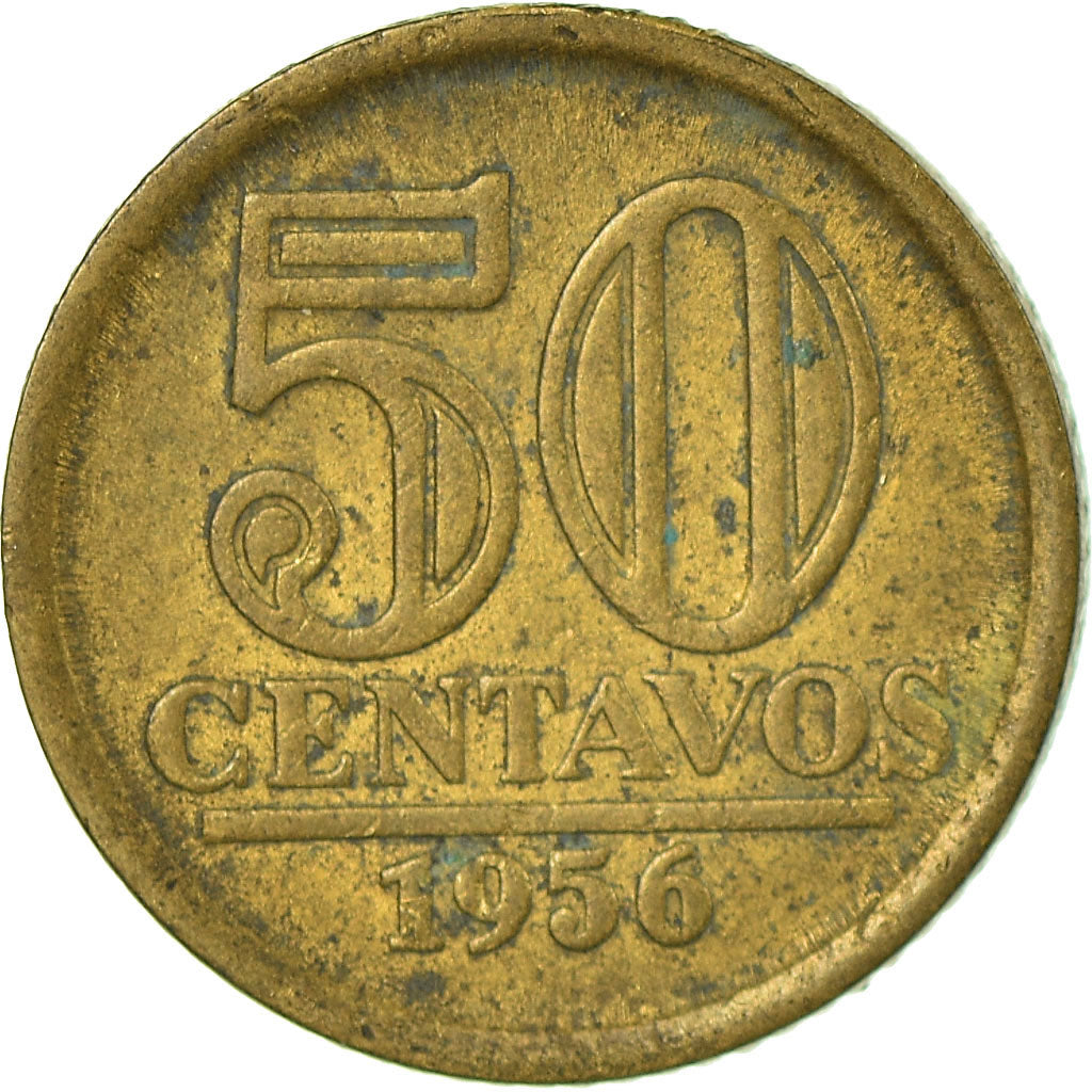 Coin, Brazil, 50 Centavos, 1956, EF(40-45), Aluminum-Bronze, KM:566