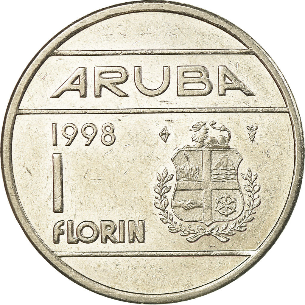 Coin, Aruba, Beatrix, Florin, 1998, Utrecht, EF(40-45), Nickel Bonded Steel