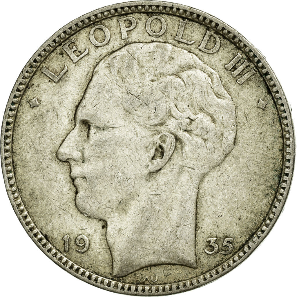 Coin, Belgium, 20 Francs, 20 Frank, 1935, EF(40-45), Silver, KM:105