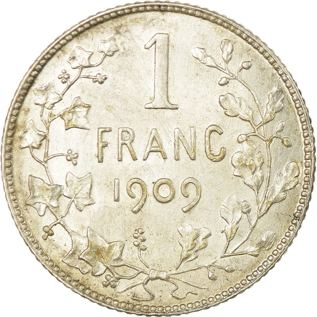 Coin, Belgium, Franc, 1909, AU(55-58), Silver, KM:56.1