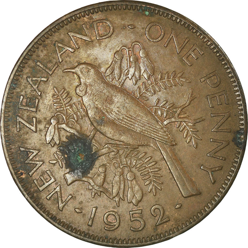 Coin, New Zealand, George VI, Penny, 1952, EF(40-45), Bronze, KM:21