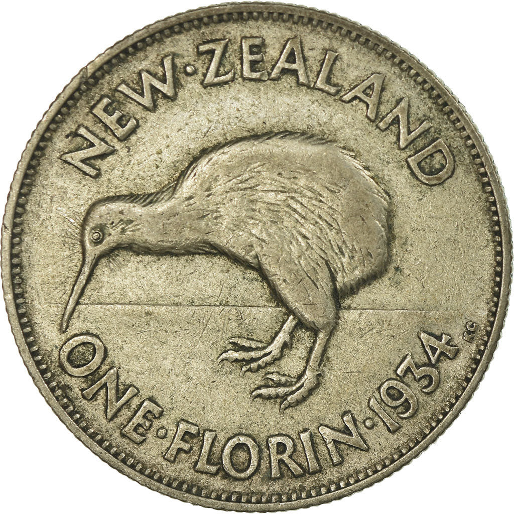 Coin, New Zealand, George V, Florin, 1934, VF(30-35), Silver, KM:4
