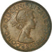 Moneda, Nueva Zelanda, Elizabeth II, 1/2 Penny, 1958, MBC, Bronce, KM:23.2