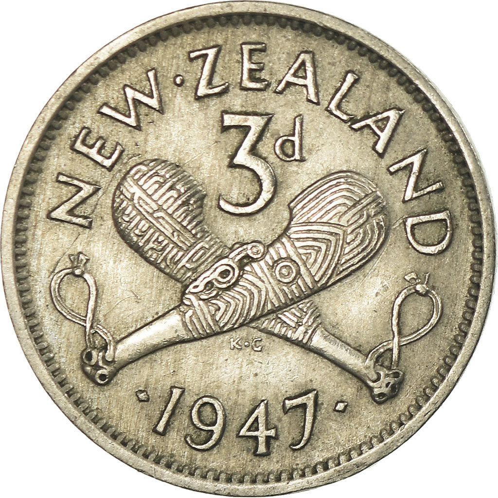 Münze, Neuseeland, George VI, 3 Pence, 1947, SS, Copper-nickel, KM:7a