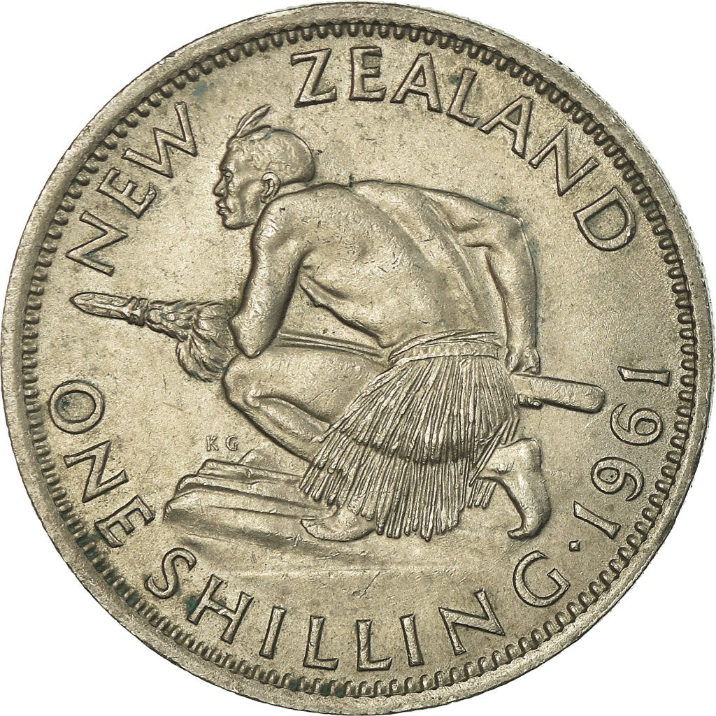 Coin, New Zealand, Elizabeth II, Shilling, 1961, EF(40-45), Copper-nickel