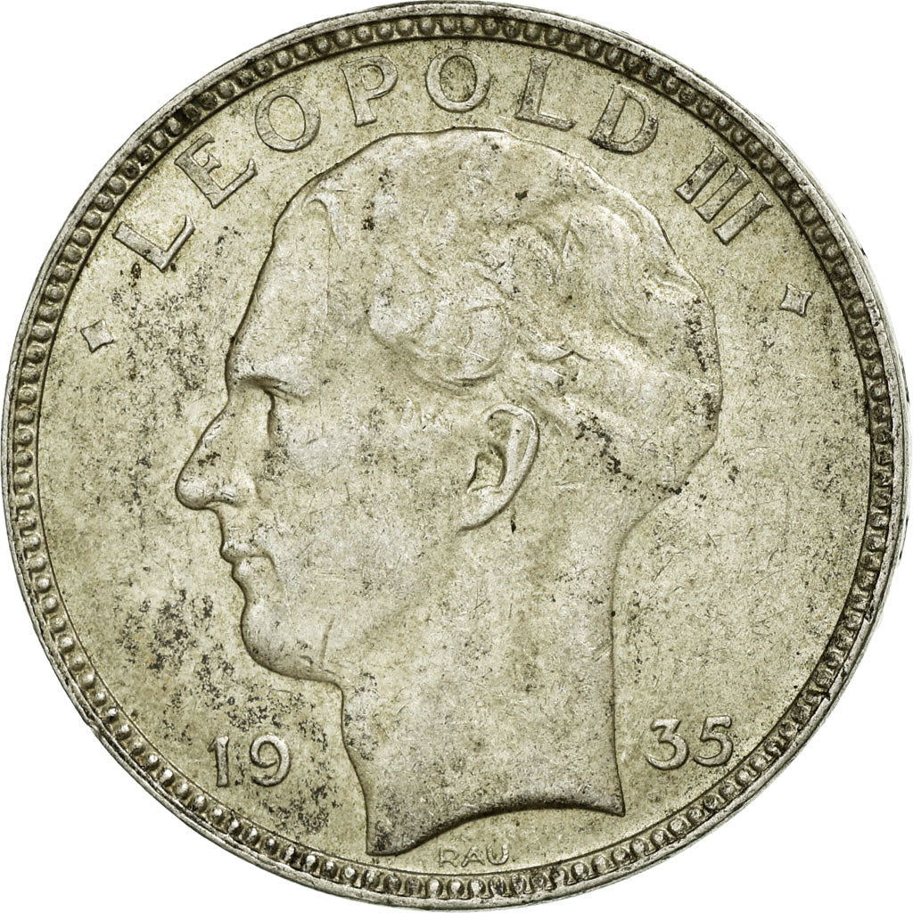 Coin, Belgium, 20 Francs, 20 Frank, 1935, EF(40-45), Silver, KM:105