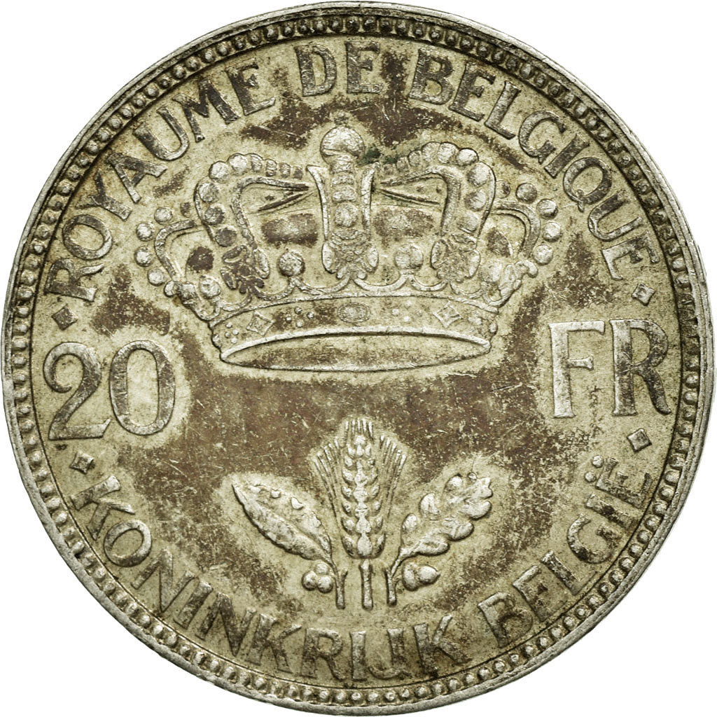 Coin, Belgium, 20 Francs, 20 Frank, 1935, EF(40-45), Silver, KM:105