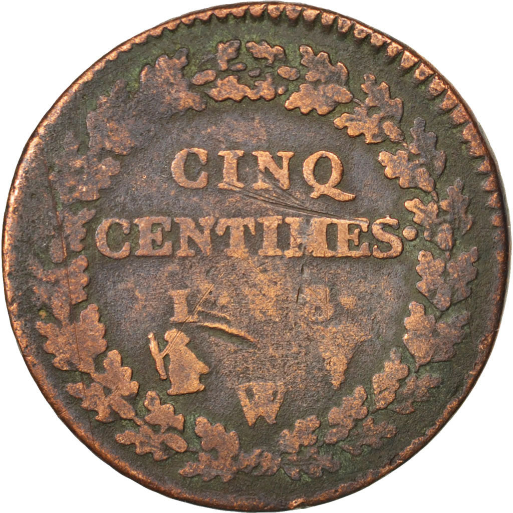 FRANCE, Dupré, 5 Centimes, 1800, Lille, KM #640.11, F(12-15), Bronze, Gadoury #.