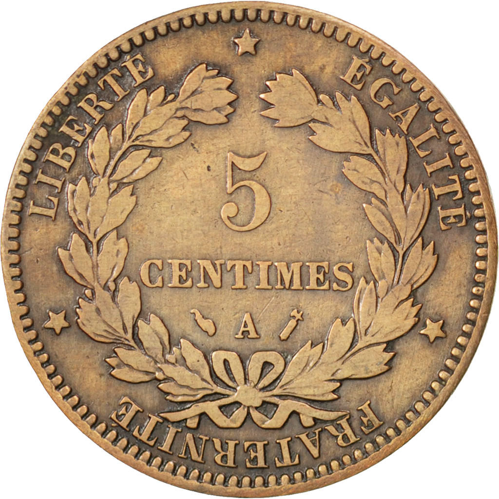 FRANCE, Cérès, 5 Centimes, 1896, Paris, KM #821.1, VF(30-35), Bronze, Gadoury #.
