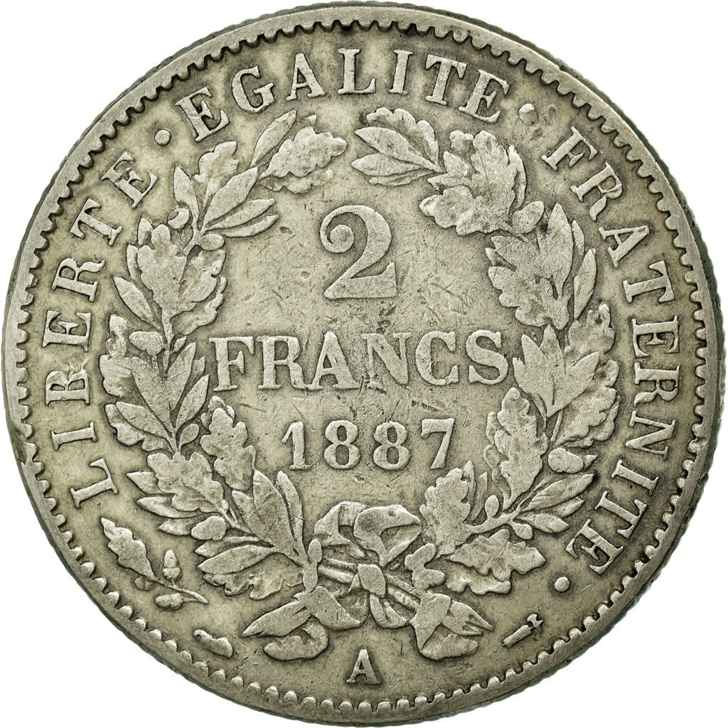 Monnaie, France, Cérès, 2 Francs, 1887, Paris, TB+, Argent, KM:817.1