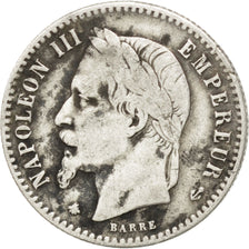 FRANCE, Napoléon III, 50 Centimes, 1867, Paris, KM #814.1, VF(20-25), Silver, 18