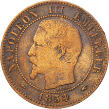 FRANCE, Napoléon III, 2 Centimes, 1854, Paris, KM #776.1, VF(30-35), Bronze, G..