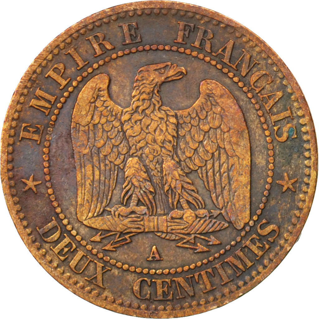 FRANCE, Napoléon III, 2 Centimes, 1854, Paris, KM #776.1, VF(30-35), Bronze, G..