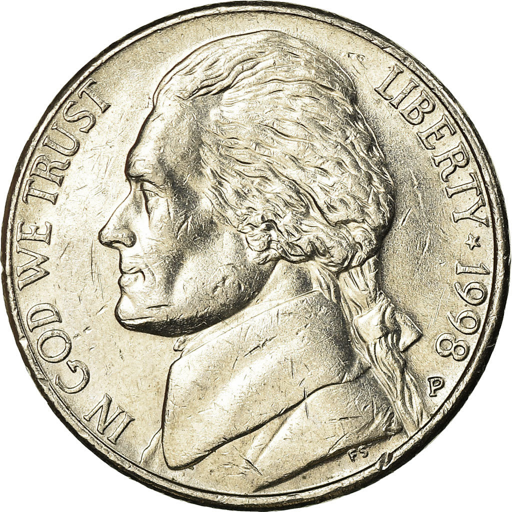 Moneta, USA, Jefferson Nickel, 5 Cents, 1998, U.S. Mint, Philadelphia
