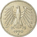 Coin, GERMANY - FEDERAL REPUBLIC, 5 Mark, 1990, Munich, EF(40-45), Copper-Nickel