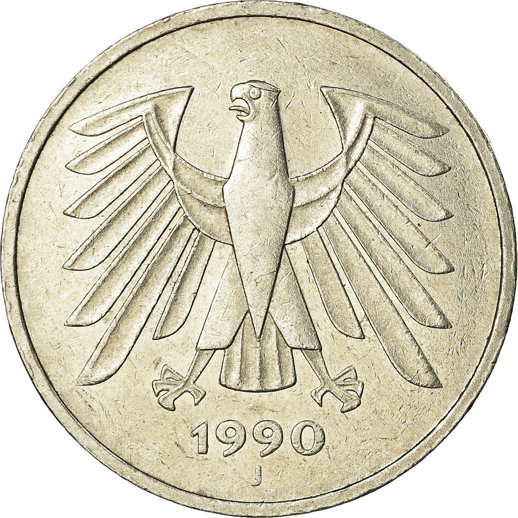 Coin, GERMANY - FEDERAL REPUBLIC, 5 Mark, 1990, Hambourg, EF(40-45)