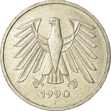 Coin, GERMANY - FEDERAL REPUBLIC, 5 Mark, 1990, Hambourg, EF(40-45)