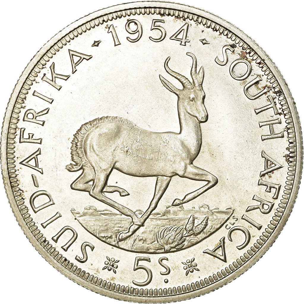 Coin, South Africa, Elizabeth II, 5 Shillings, 1954, EF(40-45), Silver, KM:52