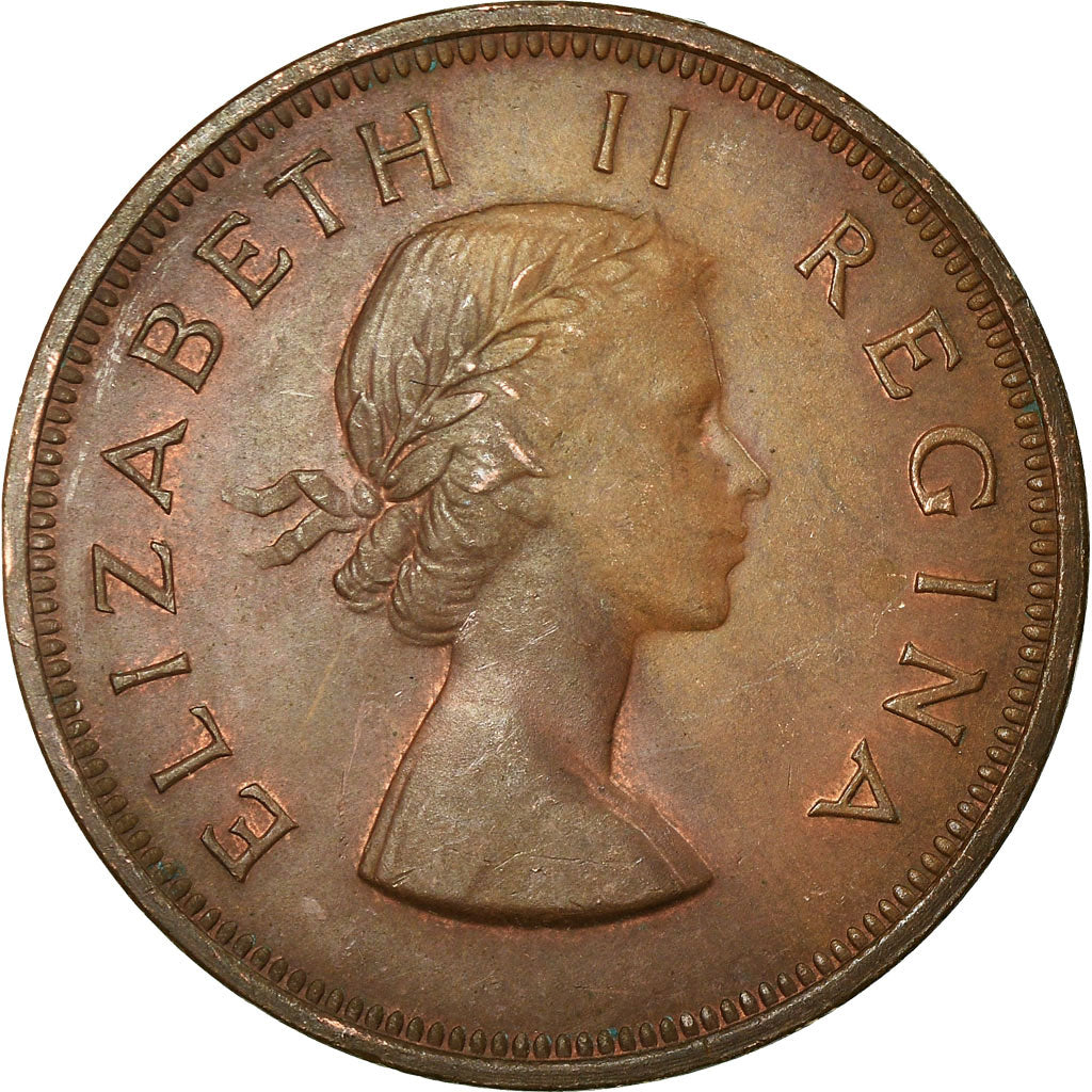 Moneta, Sudafrica, Elizabeth II, Penny, 1955, BB, Bronzo, KM:46