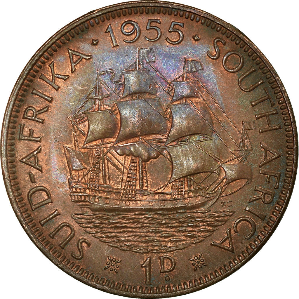Moneta, Sudafrica, Elizabeth II, Penny, 1955, BB, Bronzo, KM:46