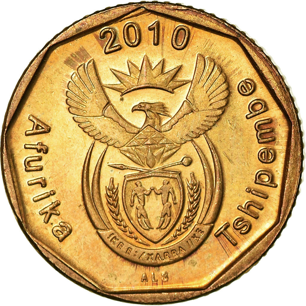 Moeda, África do Sul, 10 Cents, 2010, Pretoria, EF(40-45), Aço Cromado a