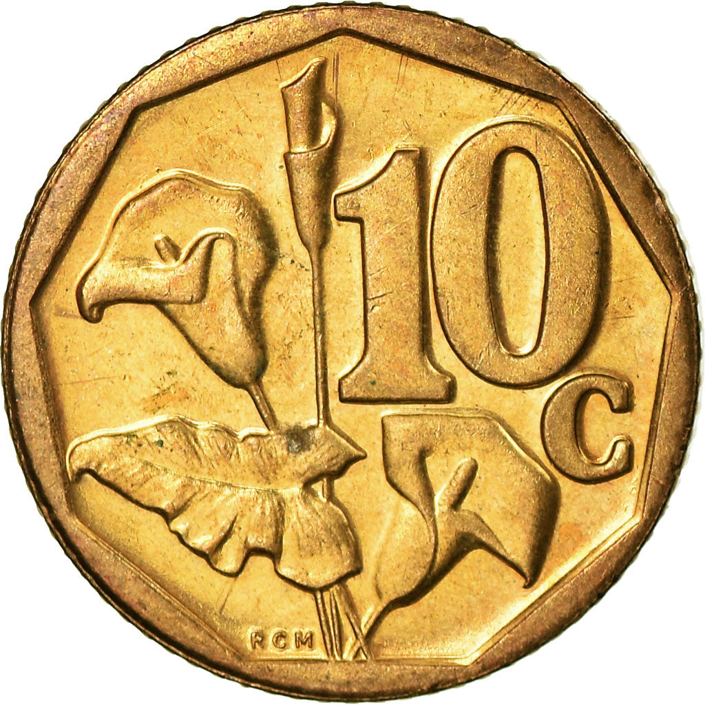Moeda, África do Sul, 10 Cents, 2010, Pretoria, EF(40-45), Aço Cromado a