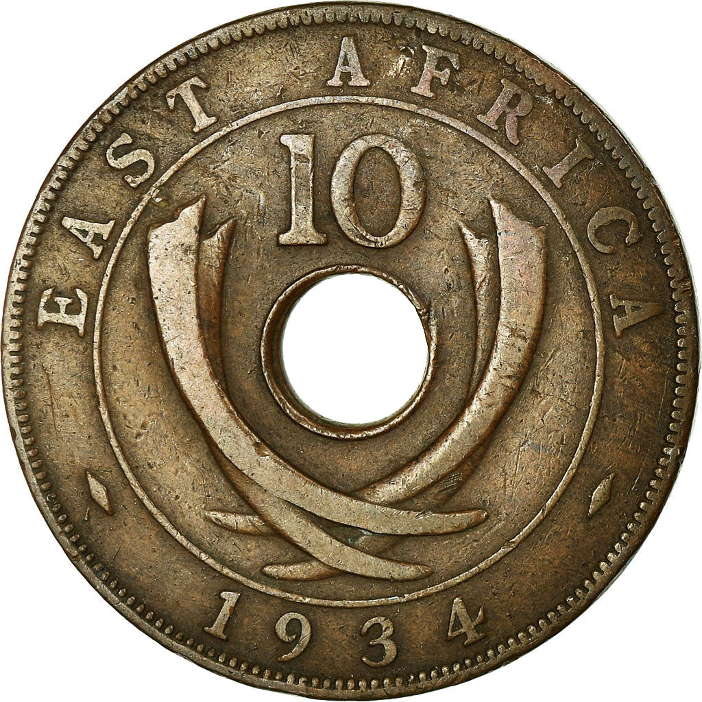Munten, OOST AFRIKA, George V, 10 Cents, 1934, FR+, Bronze, KM:19
