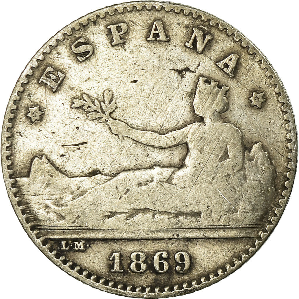 Coin, Spain, Provisional Government, 50 Centimos, 1869, VF(20-25), Silver