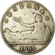 Coin, Spain, Provisional Government, 50 Centimos, 1869, VF(20-25), Silver