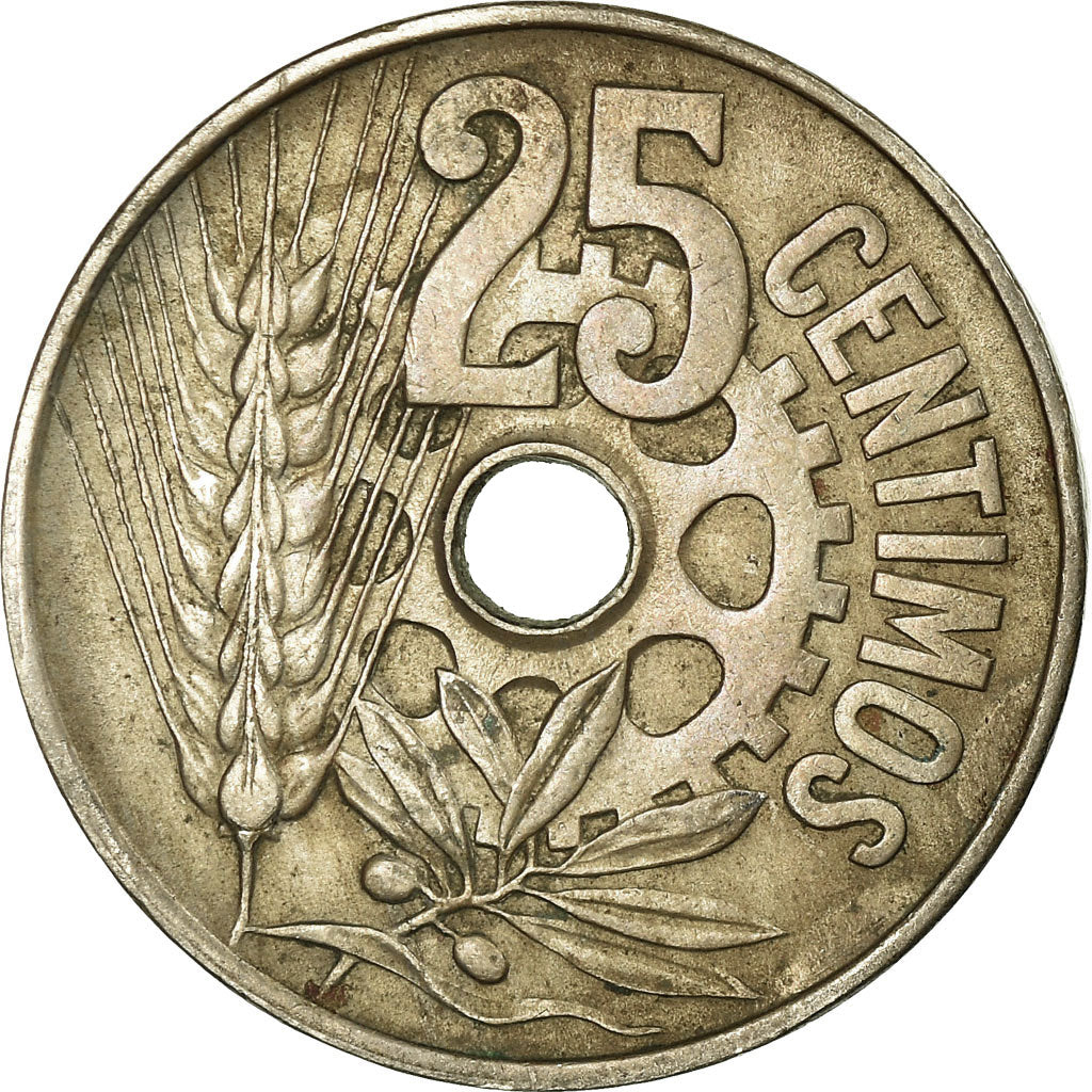 Coin, Spain, 25 Centimos, 1934, EF(40-45), Copper-nickel, KM:751