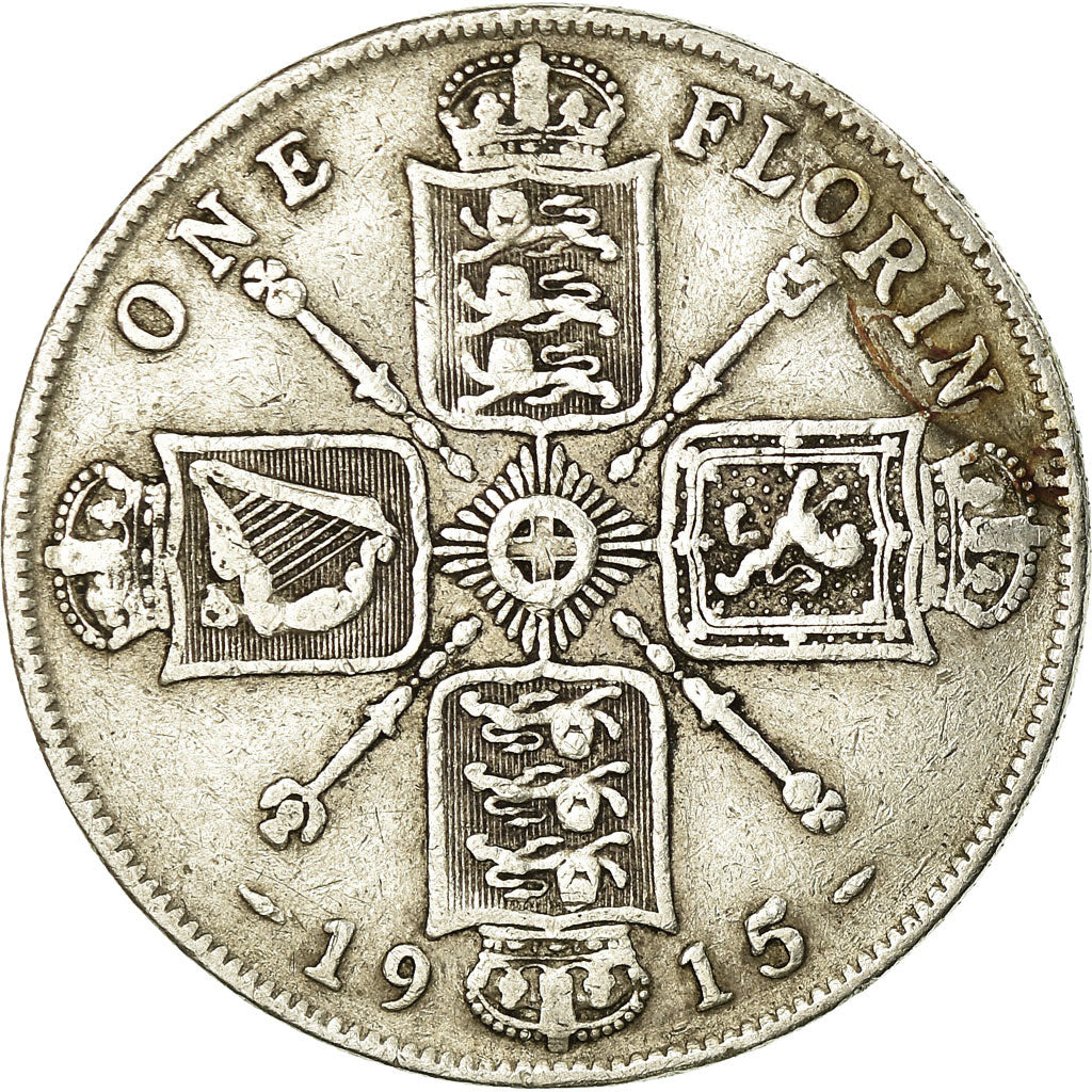Coin, Great Britain, George V, Florin, Two Shillings, 1915, VF(30-35), Silver