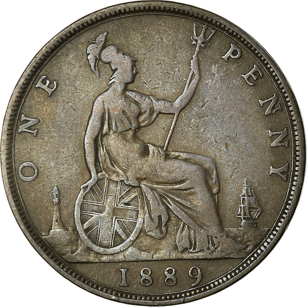 Coin, Great Britain, Victoria, Penny, 1889, VF(20-25), Bronze, KM:755