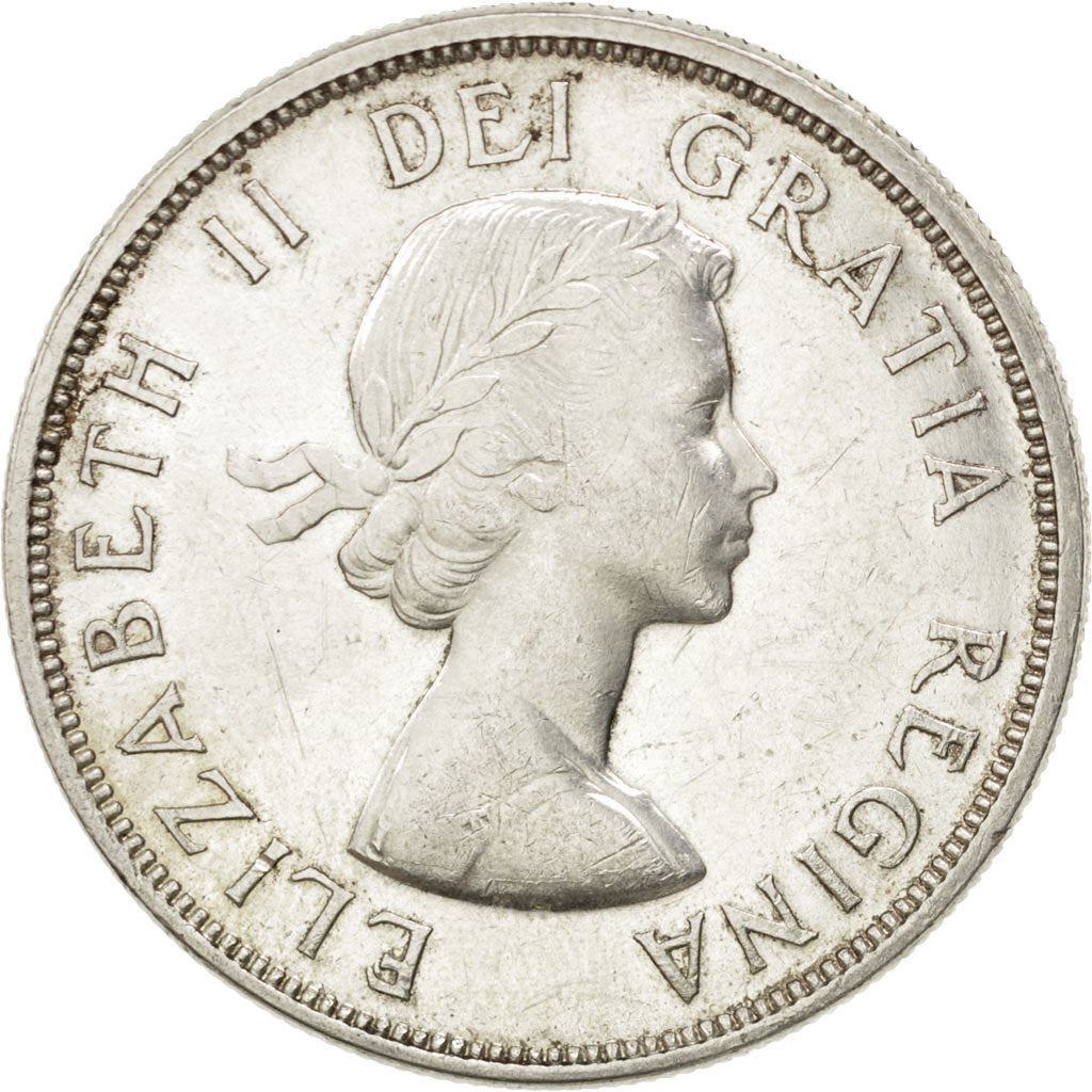 CANADA, Dollar, 1961, Royal Canadian Mint, KM #54, AU(55-58), Silver, 36, 23.13