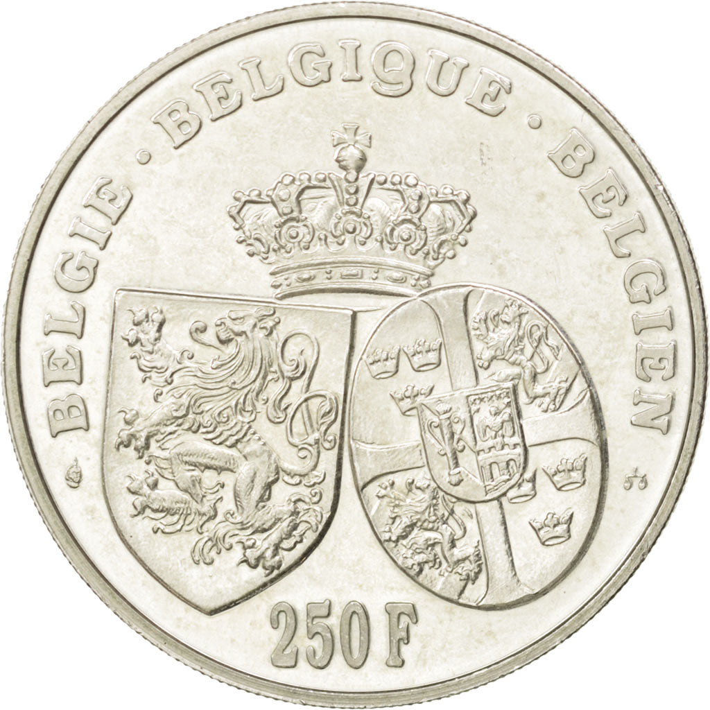 Coin, Belgium, 250 Francs, 250 Frank, 1995, AU(55-58), Silver, KM:199