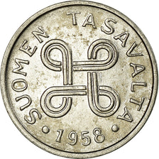 Coin, Finland, Markka, 1958, EF(40-45), Nickel Plated Iron, KM:36a