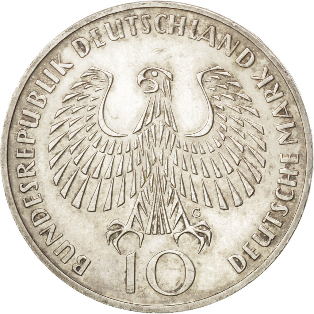 GERMANY - FEDERAL REPUBLIC, 10 Mark, 1972, Karlsruhe, KM #135, AU(50-53),...