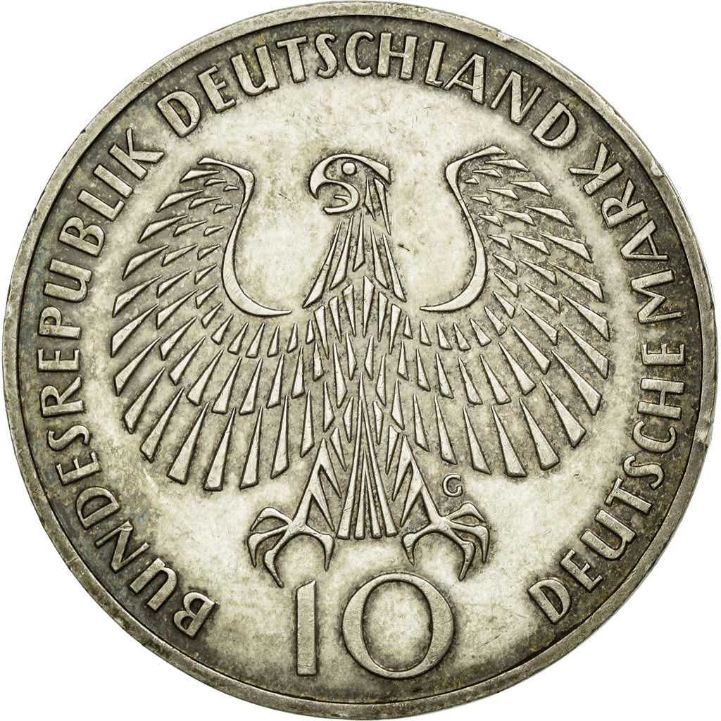 Coin, GERMANY - FEDERAL REPUBLIC, 10 Mark, 1972, Karlsruhe, AU(50-53), Silver