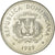 Moneda, República Dominicana, 25 Centavos, 1989, MBC, Níquel recubierto de