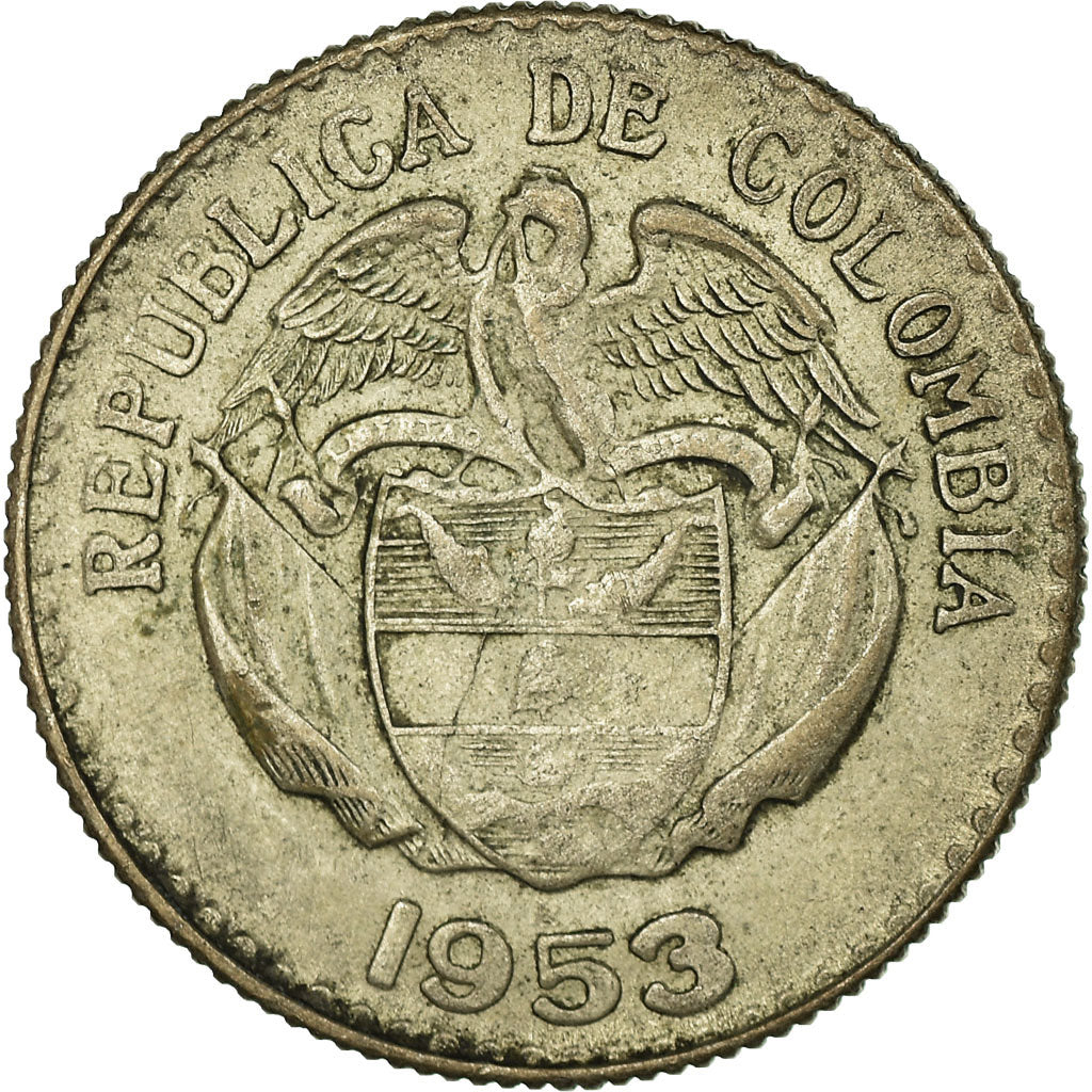 Coin, Colombia, 20 Centavos, 1953, VF(20-25), Silver, KM:213