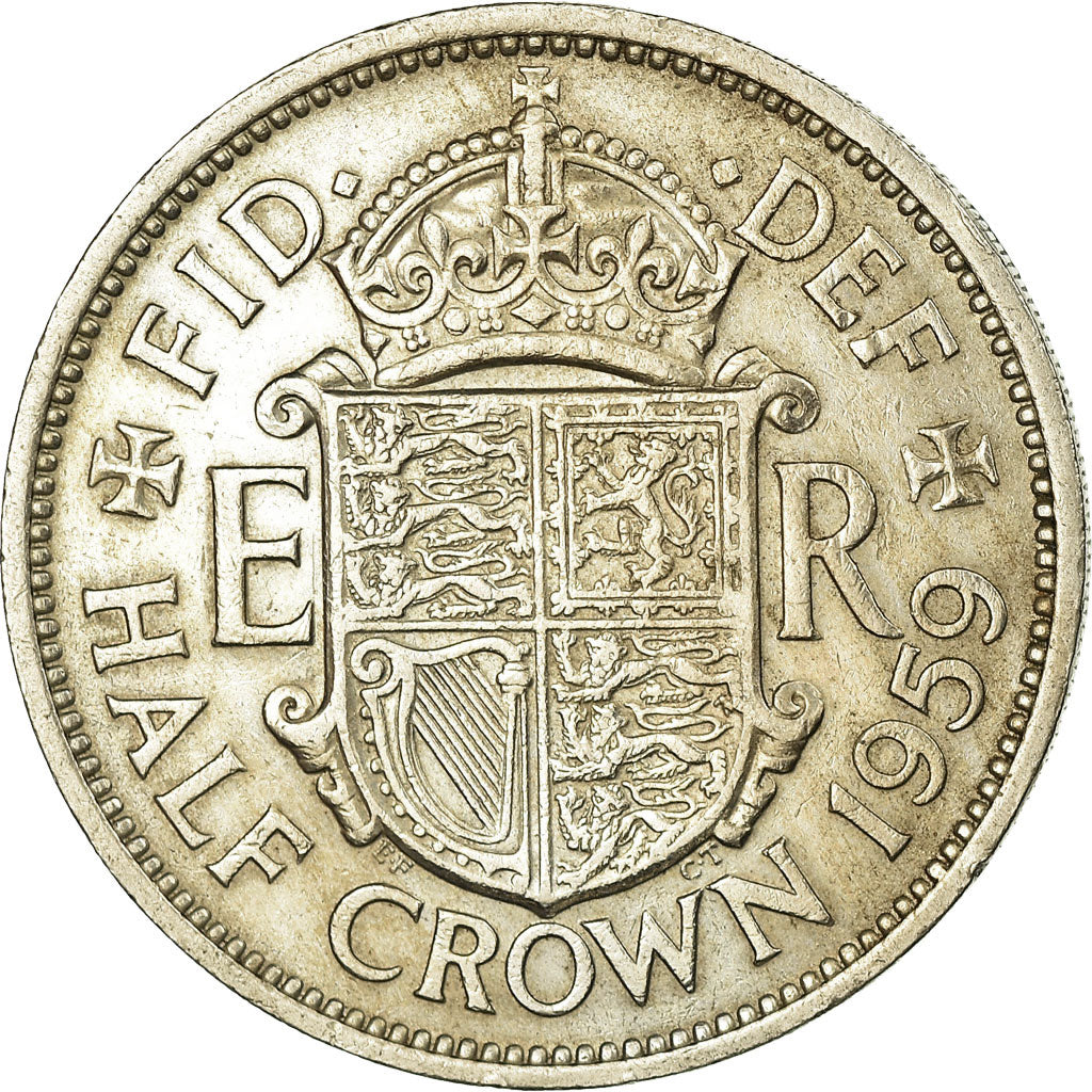 Coin, Great Britain, Elizabeth II, 1/2 Crown, 1959, EF(40-45), Copper-nickel