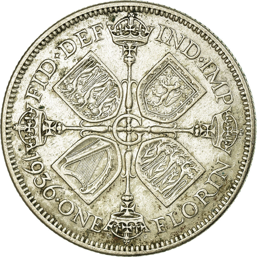 Coin, Great Britain, George V, Florin, Two Shillings, 1936, VF(30-35), Silver