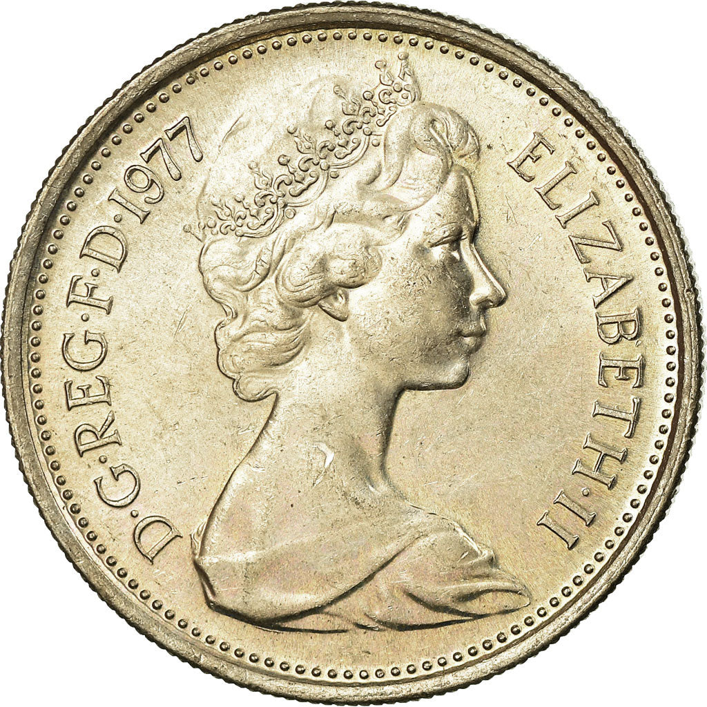 Münze, Großbritannien, Elizabeth II, 5 New Pence, 1977, VZ, Copper-nickel