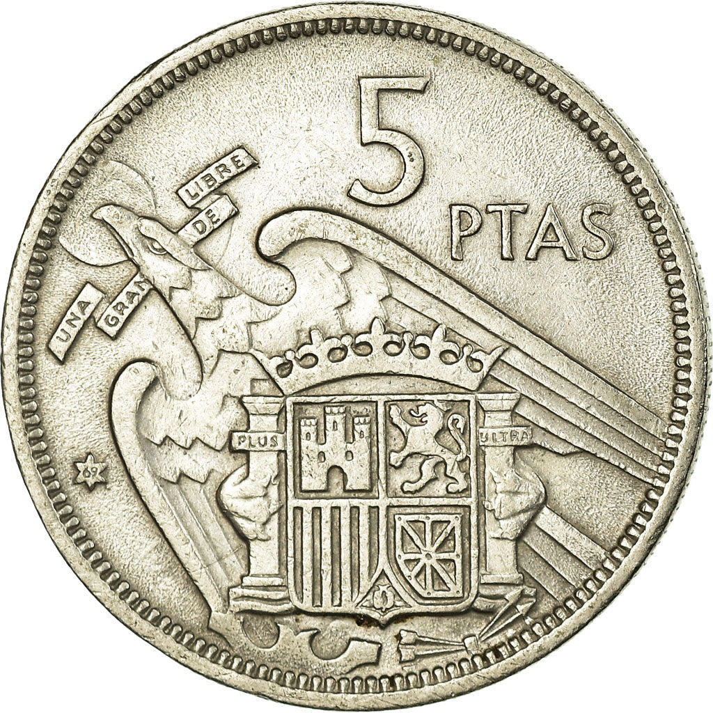 Munten, Spanje, Caudillo and regent, 5 Pesetas, 1969, ZF, Copper-nickel, KM:786