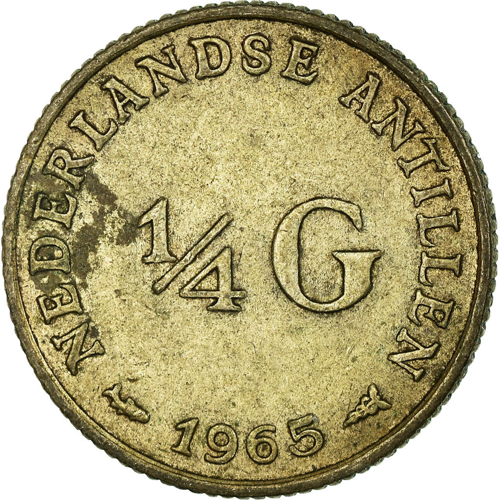 Moneta, Antille olandesi, Juliana, 1/4 Gulden, 1965, BB, Argento, KM:4