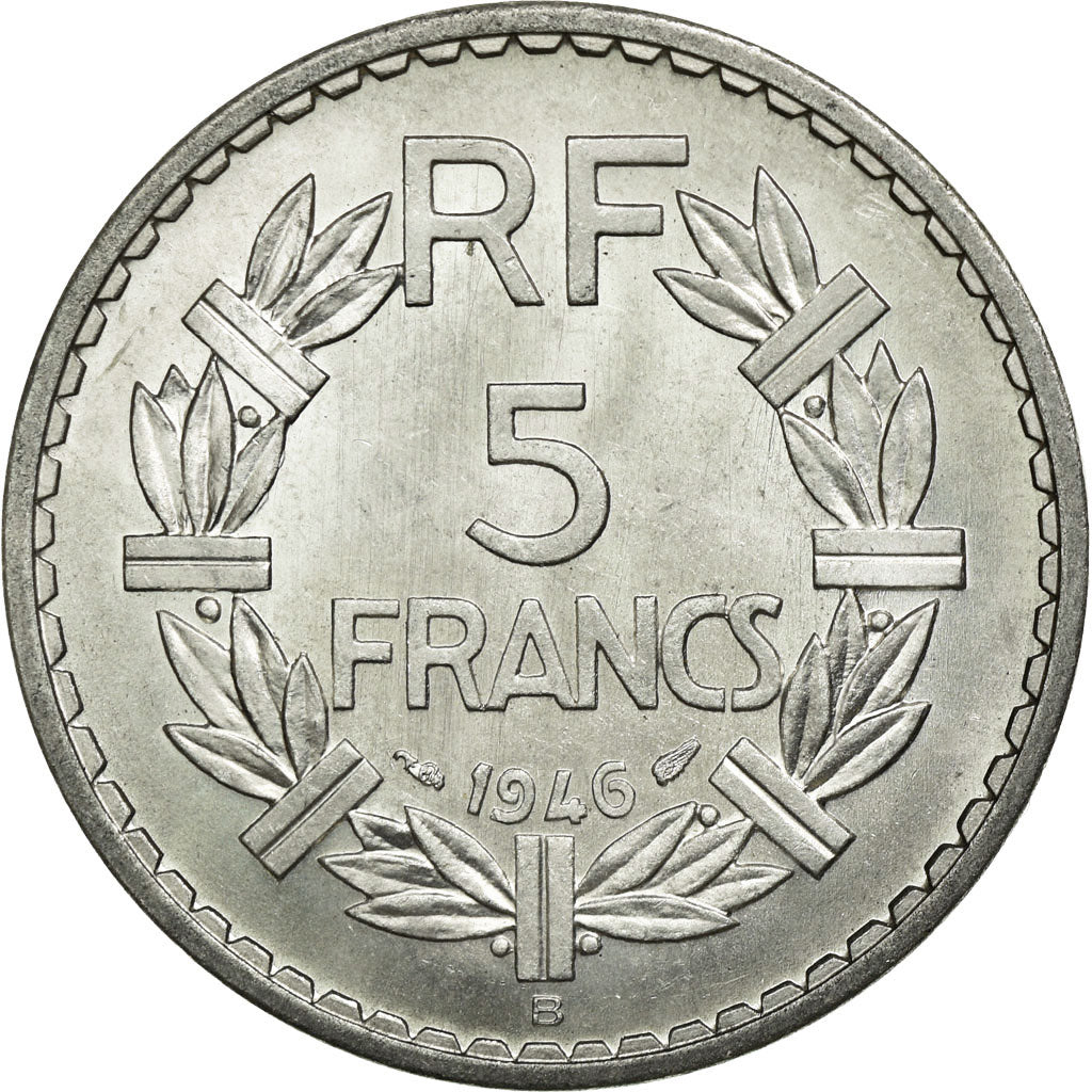 Coin, France, Lavrillier, 5 Francs, 1946, Beaumont le Roger, AU(55-58)