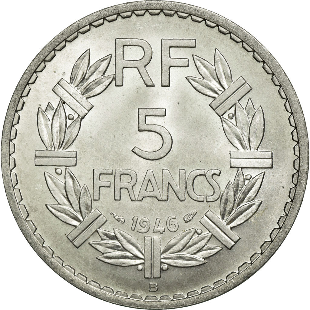 Moneta, Francia, Lavrillier, 5 Francs, 1946, Beaumont le Roger, SPL-, Alluminio