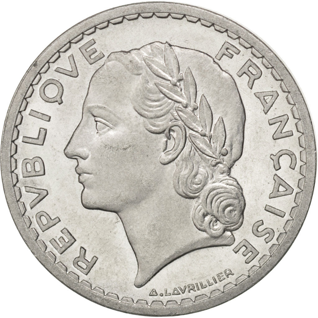 Francia, Lavrillier, 5 Francs, 1946, Beaumont le Roger, SPL, Alluminio, KM:88...