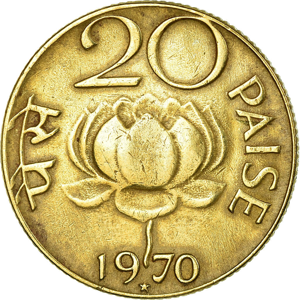 Münze, INDIA-REPUBLIC, 20 Paise, 1970, SS, Nickel-brass, KM:41