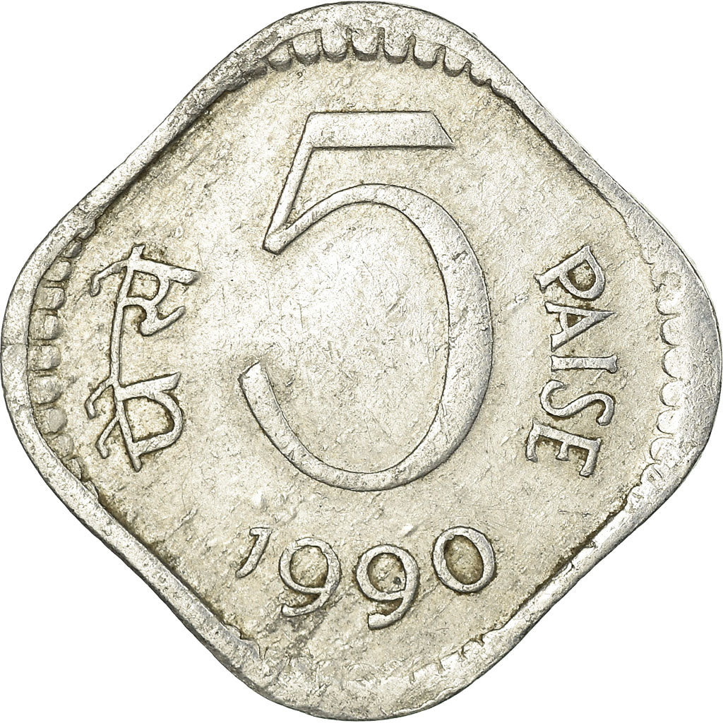 Munten, INDIAASE REPUBLIEK, 5 Paise, 1990, ZF, Aluminium, KM:23a